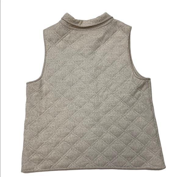 Eileen Fisher Medium Light Gray Button Front Merino Wool Quilted Vest Pockets - Picture 5 of 10